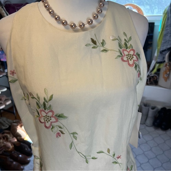 Donna Morgan Embroidered Button and zipper Maxi Linen Dress Size 12 NWT - Picture 4 of 5